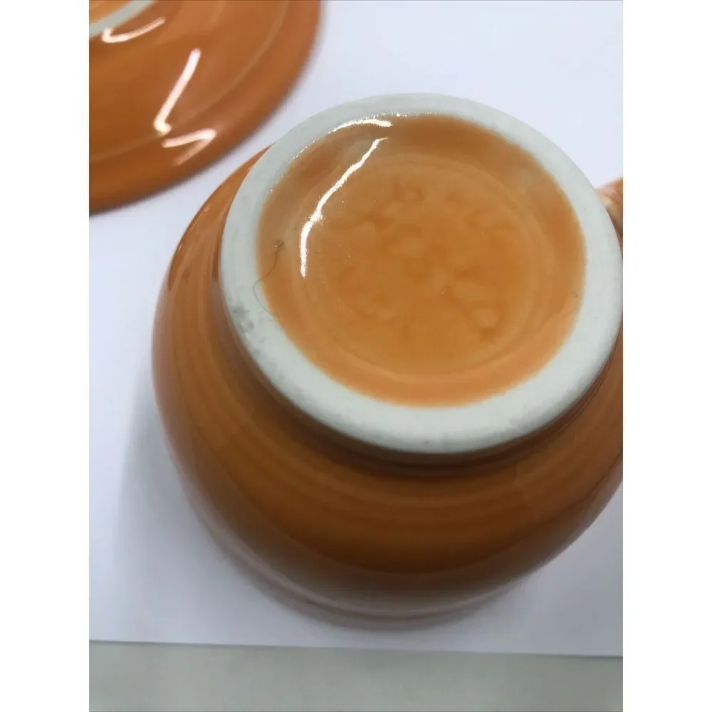 FIESTA WARE Tangerine Orange FLAT TEACUP AND SAUCER